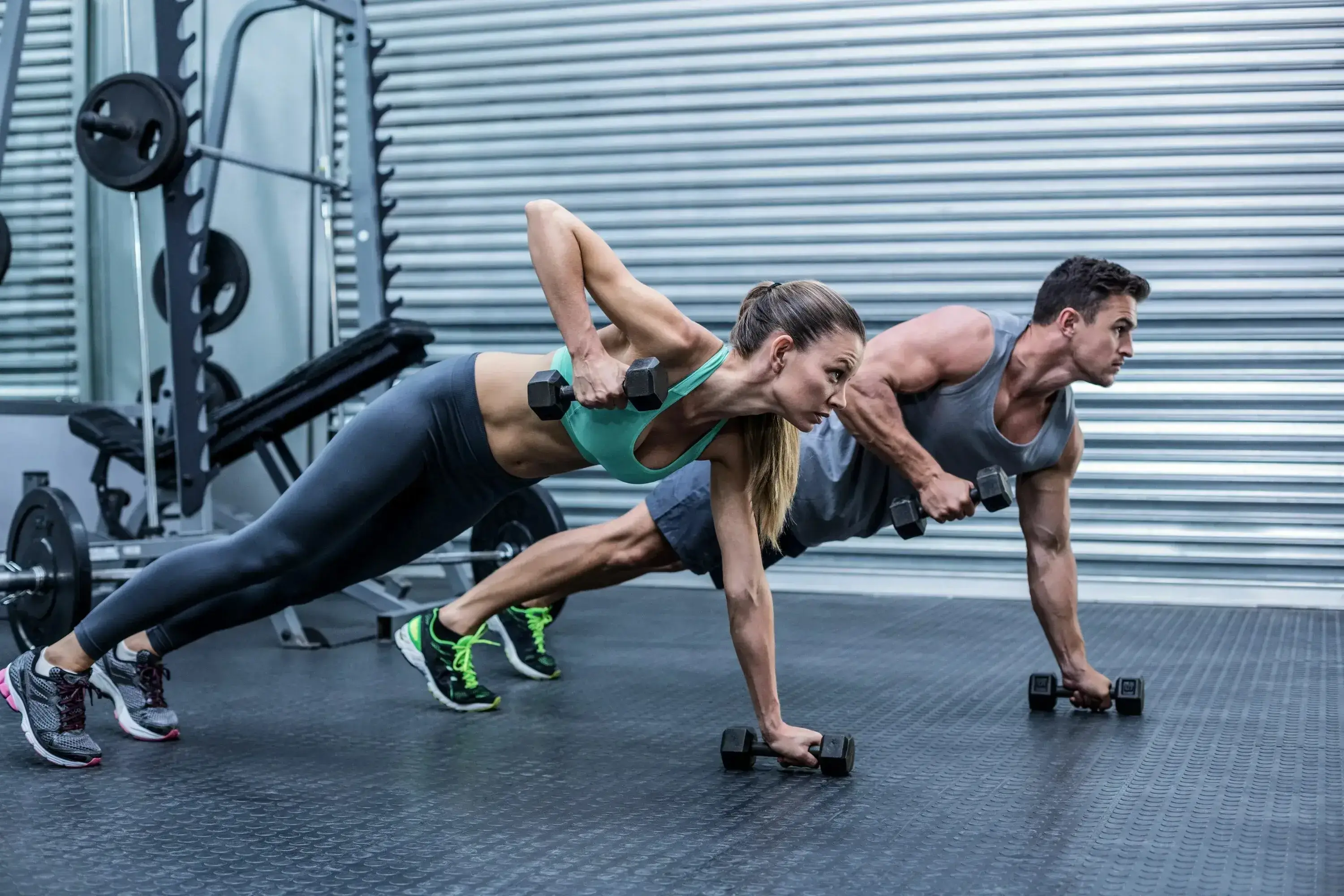 Members encouraging each other during a workout
