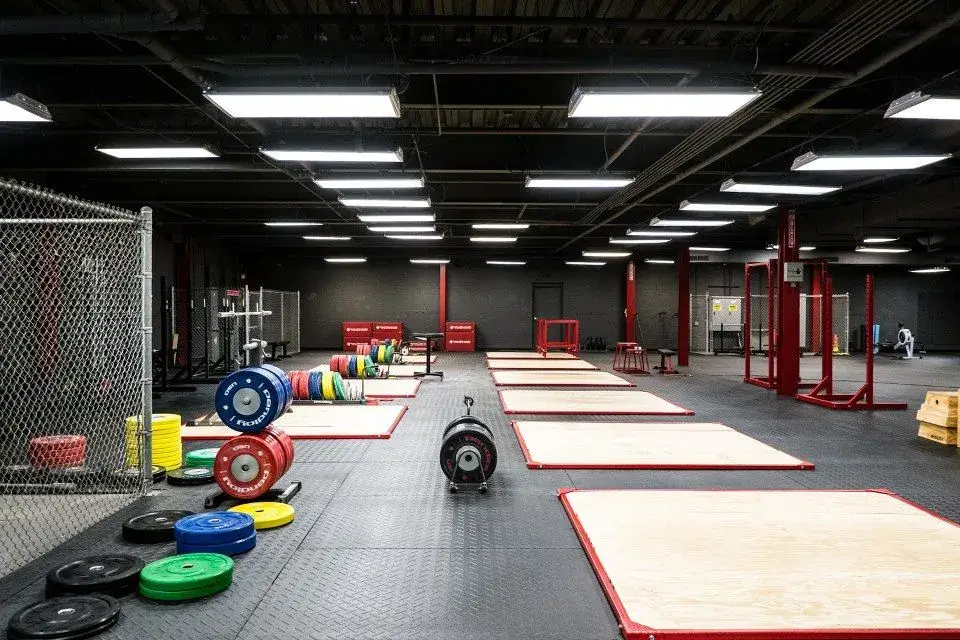 Crossfit area with various equipment